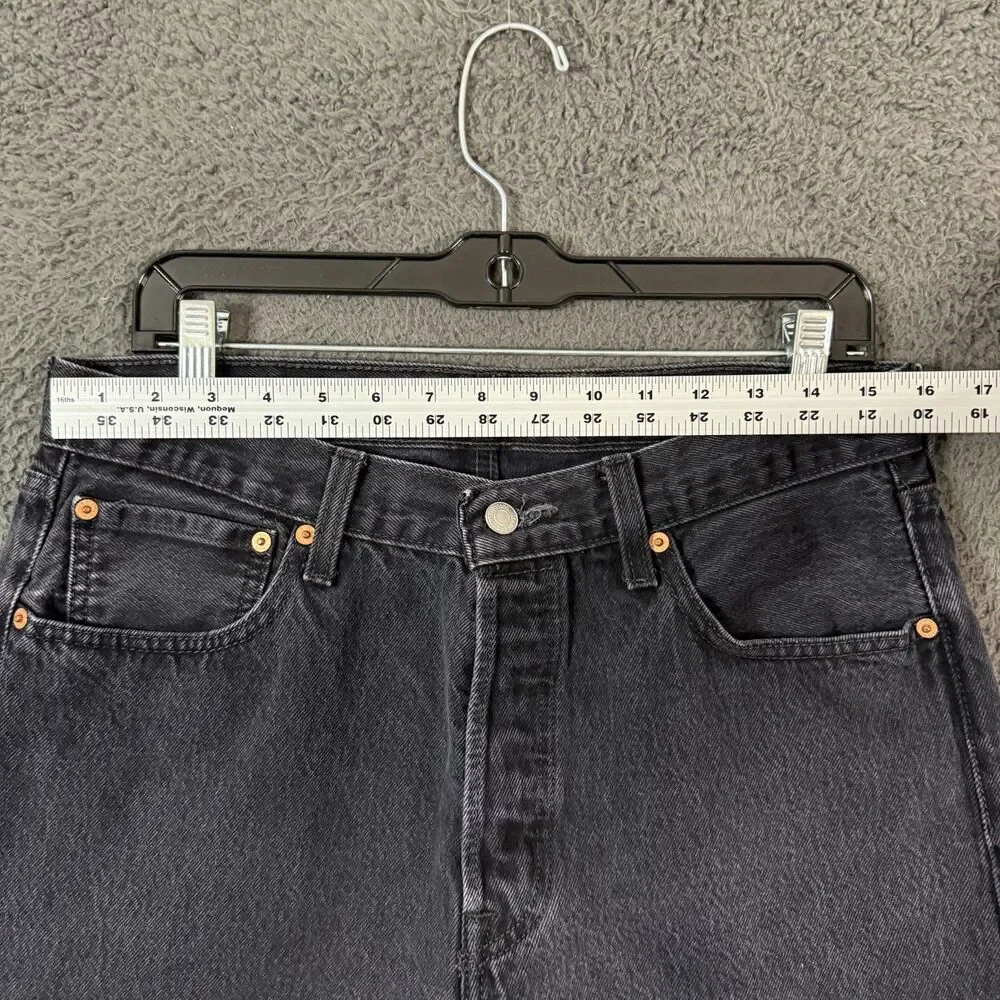 Levis 501 Jeans Mens 34x34 Black Straight Fit Dark Wash Button Fly Denim Pants